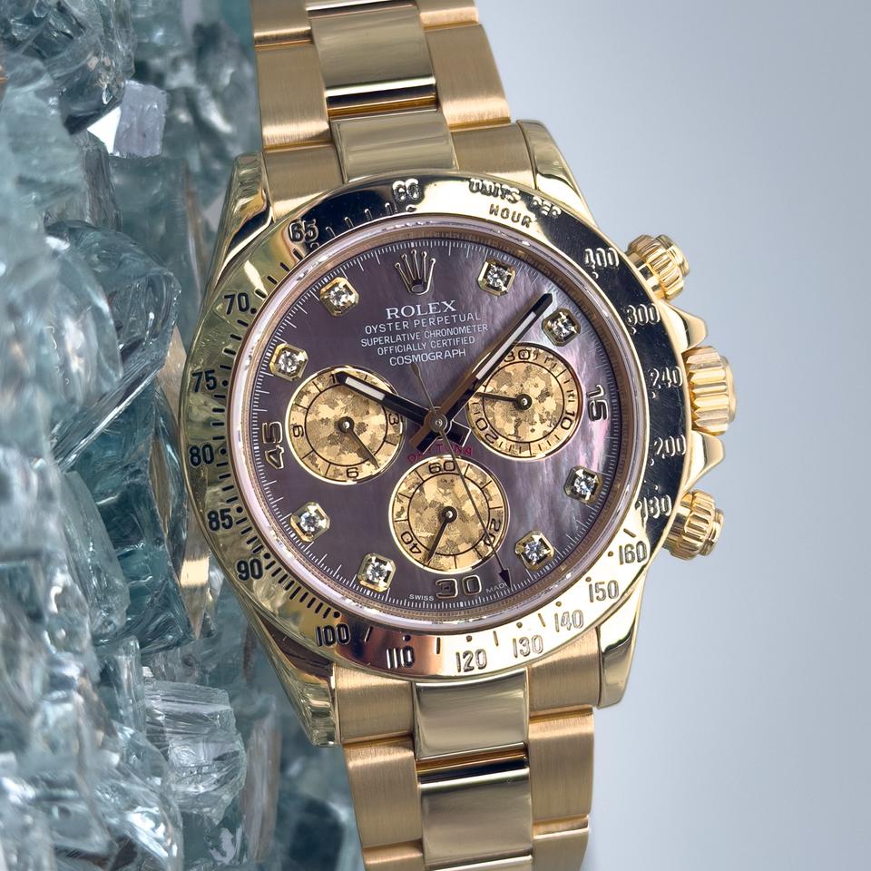 Rolex Daytona Gold Black Tahitian MOP Full Set