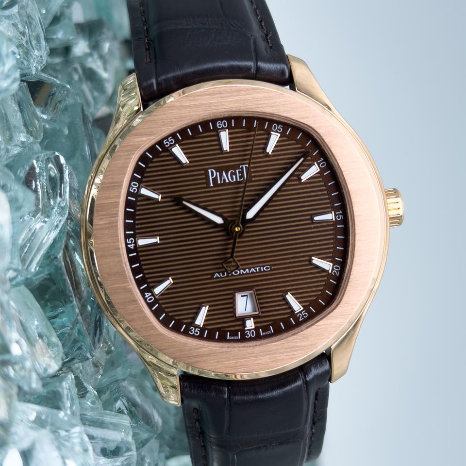 Piaget Polo Date Complete Set Rose Gold Chocolate Dial