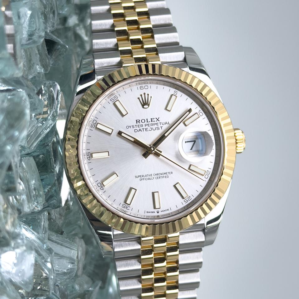 Rolex Datejust 41 Silver Dial Fluted Jubilee Two Tone